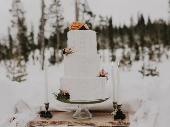 Bánh cưới cho hôn lễ mùa đông